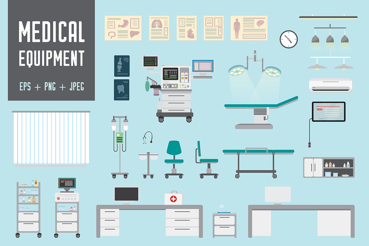 Set of Medical equipment and objects, a Healthcare Illustration by naum_studio