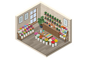 Isometric flower shop interior with, a Person Illustration by Golden Sikorka (Thumbnail 2 of 3)