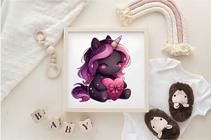 Watercolor Cute Unicorn Valentines