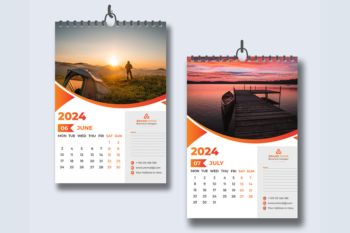 Modern Wall Calendar 2024, a Templates & Theme by pixelcreatx (Photo 4 of 7)