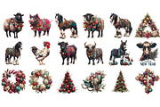 Christmas Farm Animal Clipart Bundle, an Animal Illustration by InkyQueenArt (Thumbnail 4 of 5)