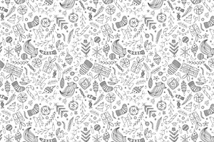White Christmas Doodle Pattern
