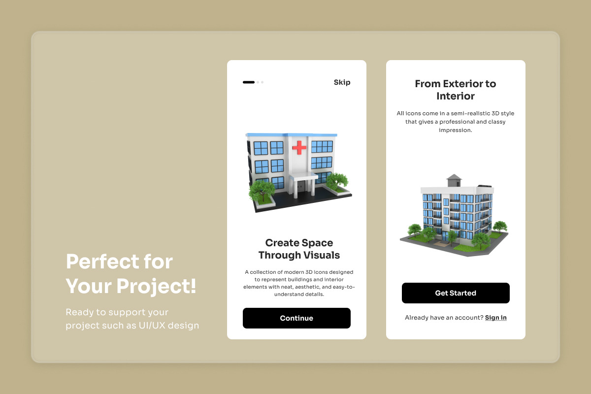 Building & Interior 3D Icon Pack, a Decorative Illustration by twinstd (Photo 4 of 7)