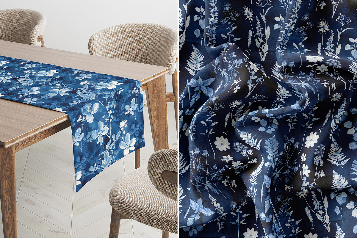 Cyanotype Floral Seamless Patterns, a Pattern Graphic by Ninterints (Photo 11 of 18)