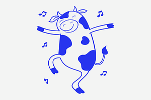 Cute Dancing Cow Doodle Illustration, an Animal Illustration by Danil Polshin