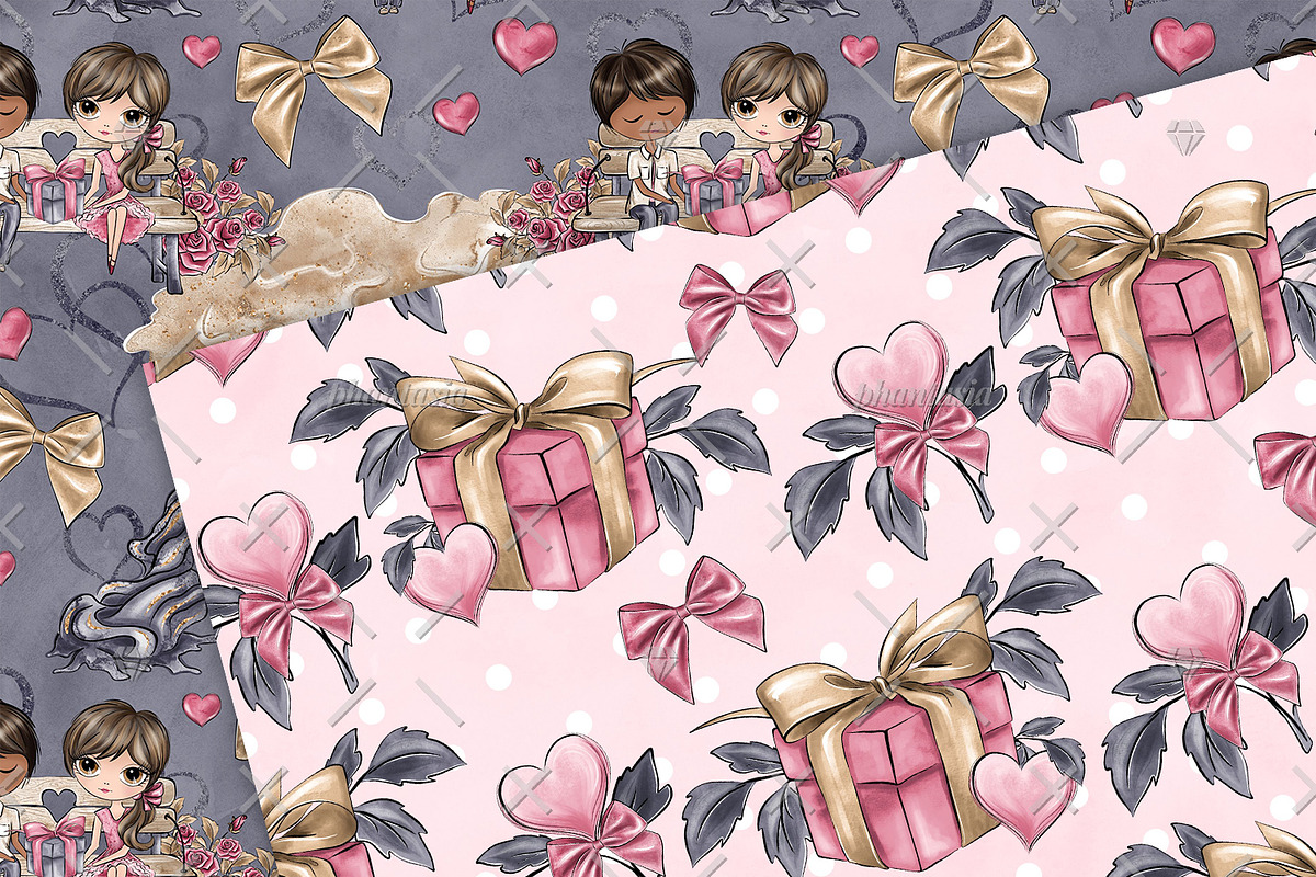 Valentines Day Digital Papers, a Pattern Graphic by Phantasia Design (Photo 3 of 7)