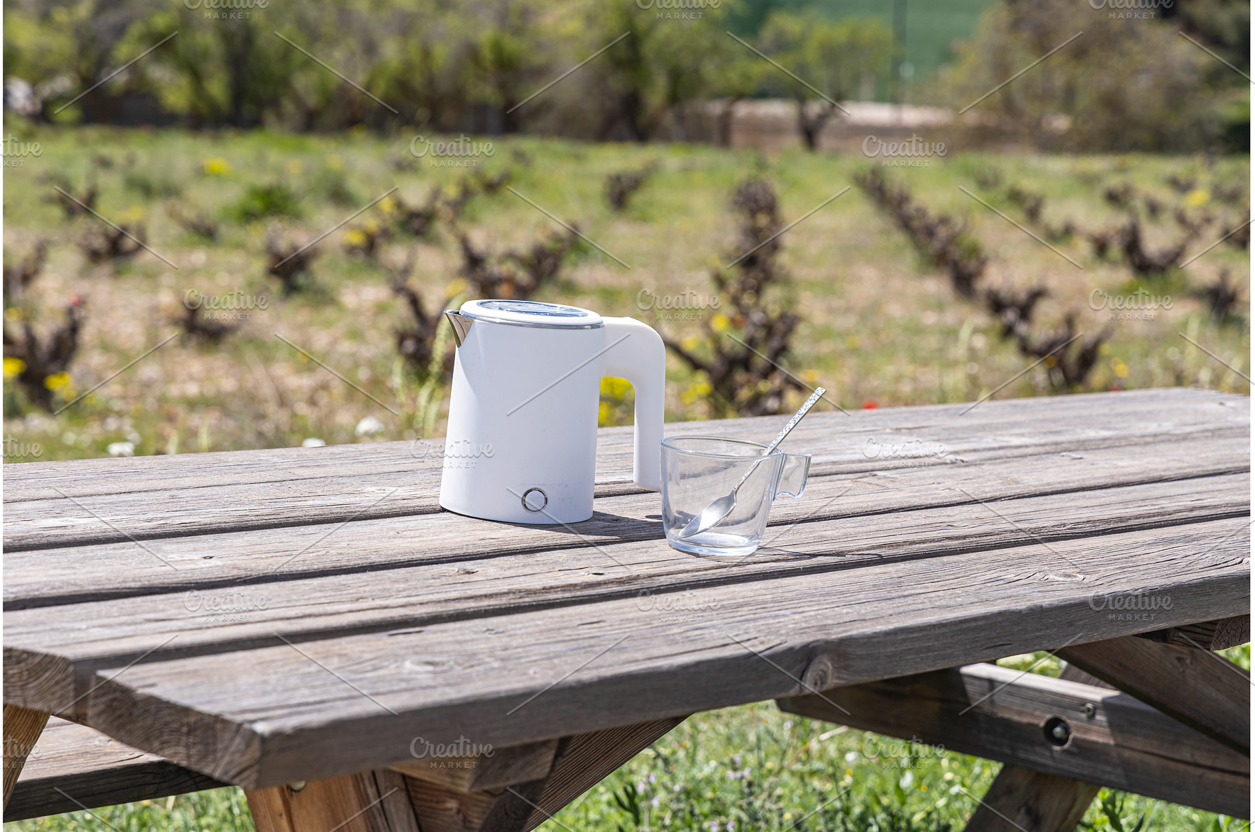 White electric kettle and a, a Food & Drink Photo by Illustrations&photos