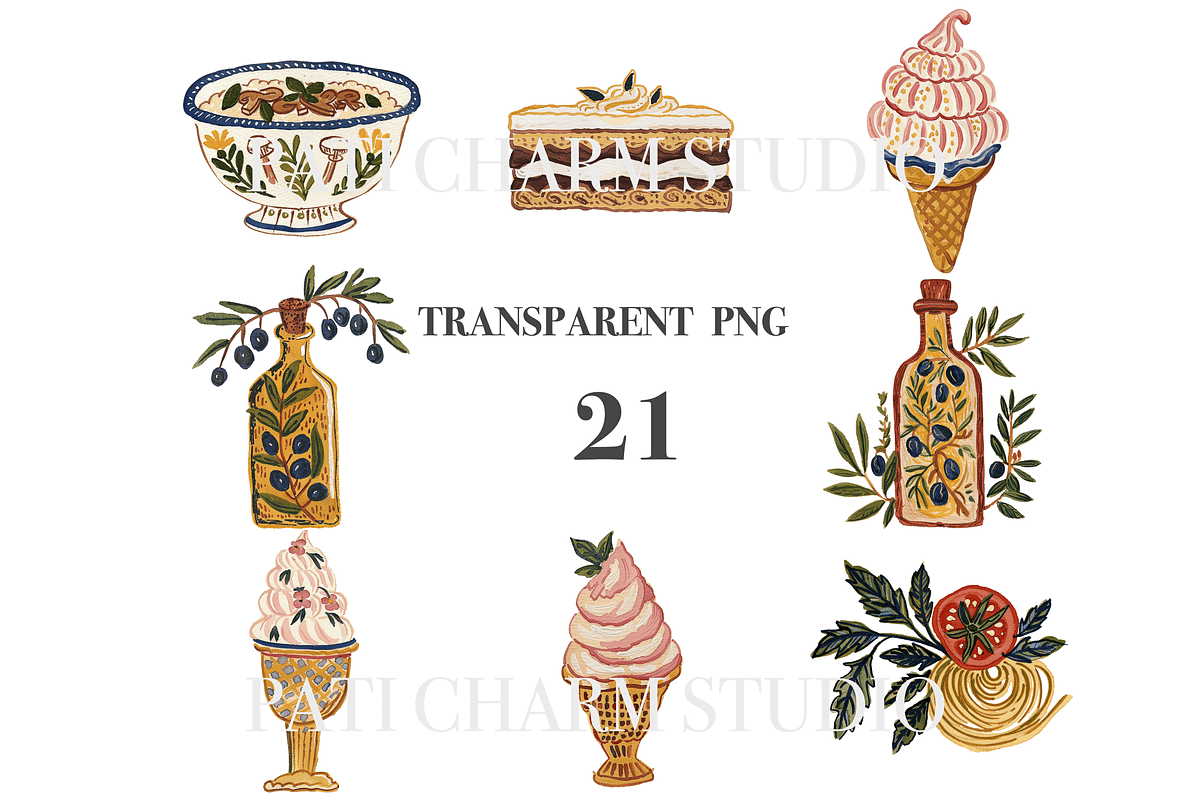 Italian Food Clipart Set, a Decorative Illustration by Pati Charm Studio (Photo 3 of 8)