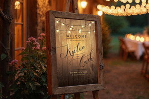 String Light Wedding Sign, a Stationery Template by Aarley Kaiven