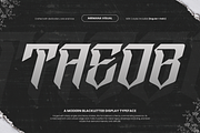 Taeob Gothic - Logo Blackletter Font, a Blackletter Font by Nirmana Visual (Thumbnail 1 of 15)