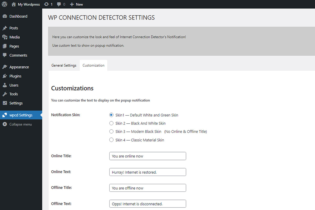 WPCD - WP Network Connection Detect, a WordPress Template by Techno Digitz (Photo 4 of 4)
