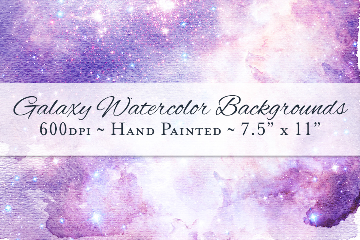 Galaxy Watercolor Ombre Backgrounds, a Texture Graphic by M. by mprintly (Photo 1 of 6)