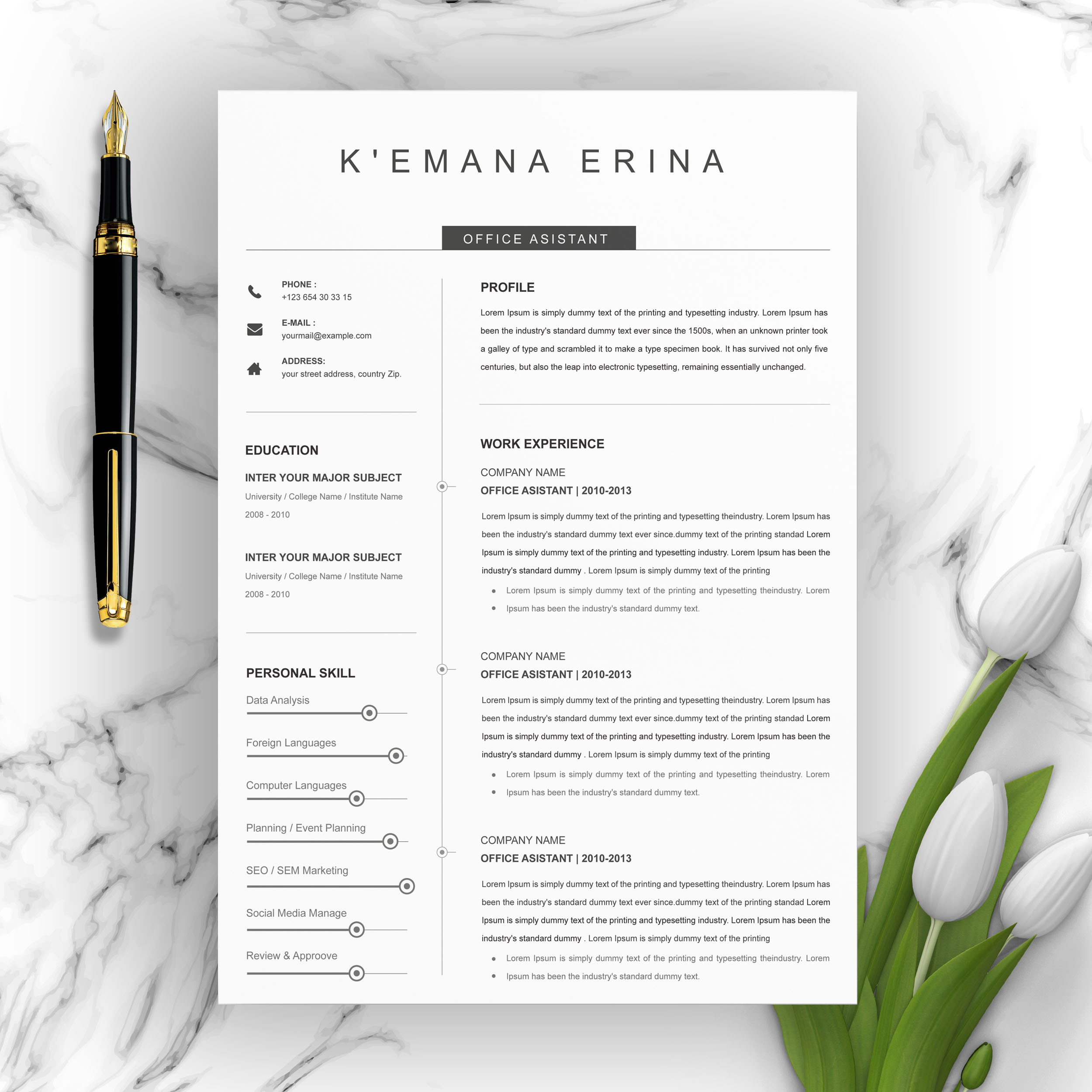 Clean CV Template / Curriculum Vitae, a Resume Template by ResumeInventor