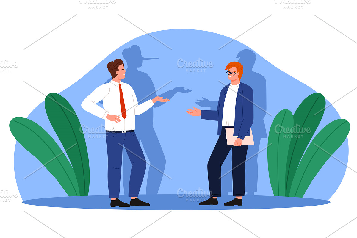 Lies in business communication, a Person Illustration by Flashvector