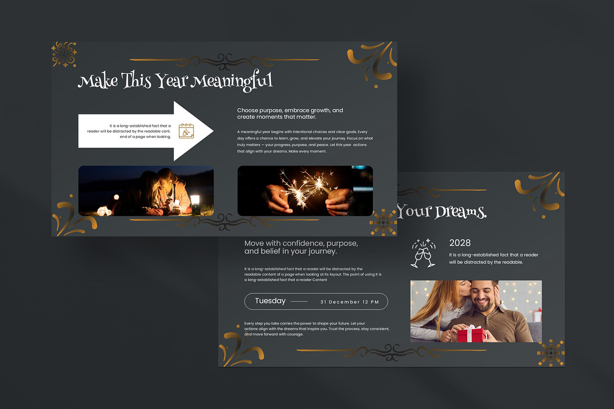 Happy New Year Presentation Template, a Presentation Template by Creatiya Type (Photo 2 of 7)