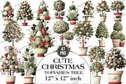 Cute Christmas Topiaries Tree, an Illustration by DreamArtGraphic (Thumbnail 1 of 4)