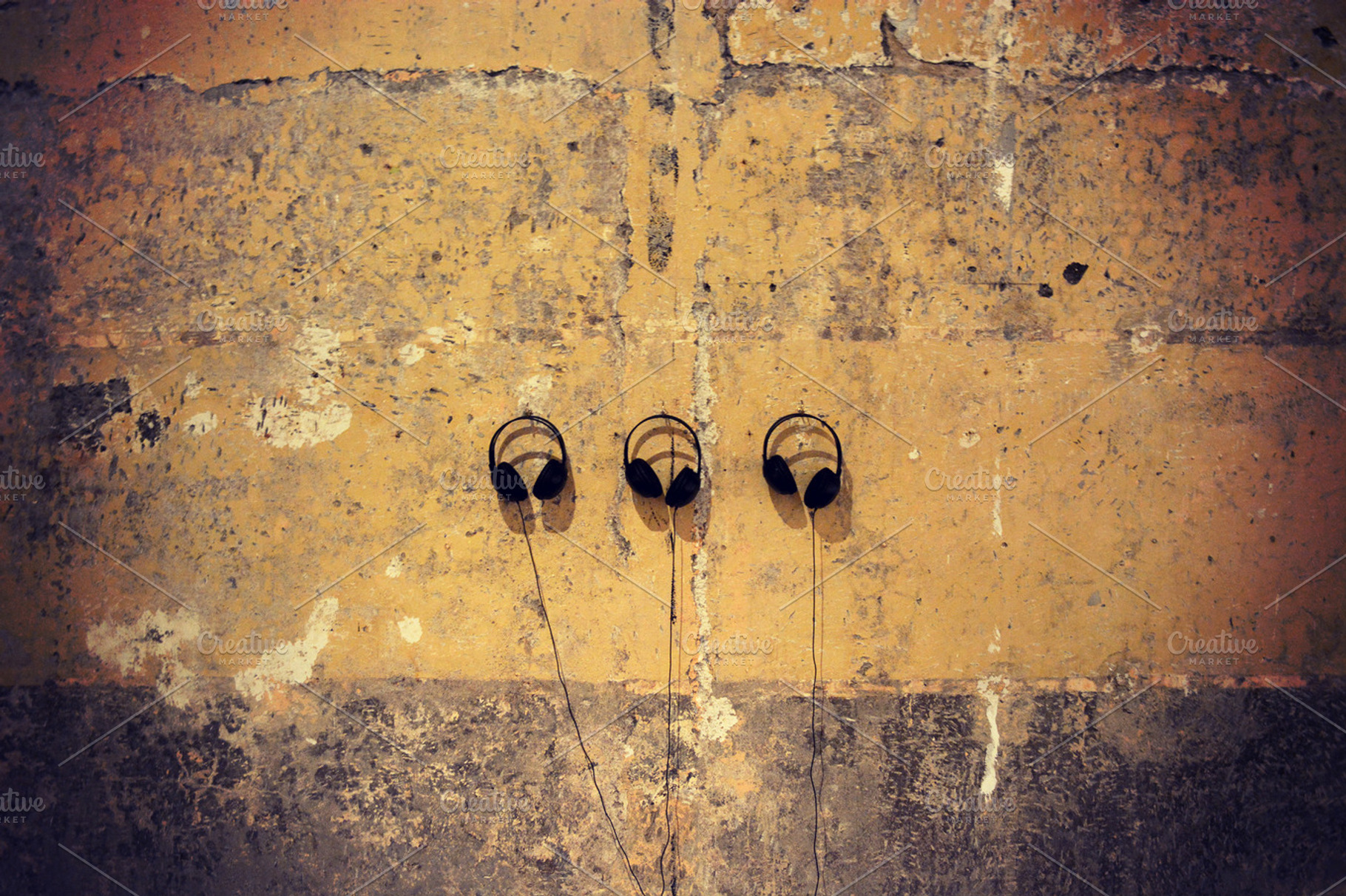 Headphones Hanging on the Wall