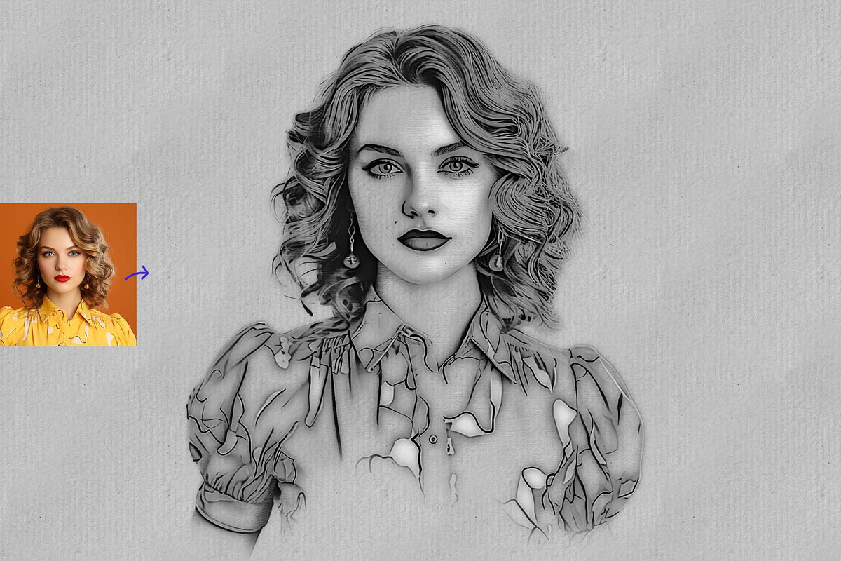 Line Art Sketch Photoshop Action, an Action Add-On by MRI STUDIO (Photo 4 of 13)