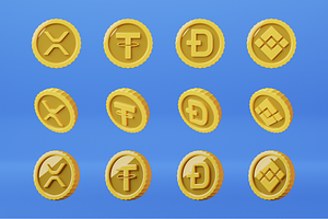 3D Cryptocurrency Icons