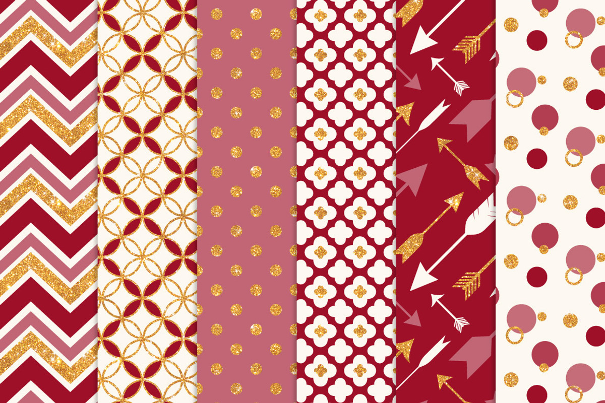 Ruby Red & Gold Glitter Patterns, a Pattern Graphic by Amanda Ilkov (Photo 2 of 3)