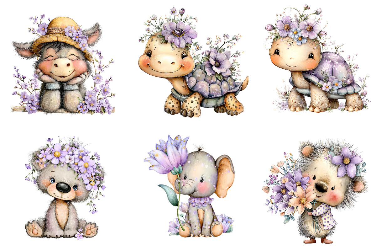 Whimsical Spring Animal Clipart, an Illustration by CreationArt
