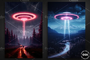 Neon UFO Craft Poster Set, a Background Graphic by Other Side Art (Thumbnail 4 of 5)
