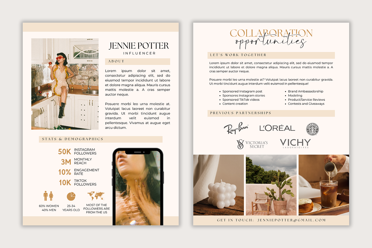 Influencer Media Press Kit, a Resume Template by thebrandcove (Photo 2 of 5)