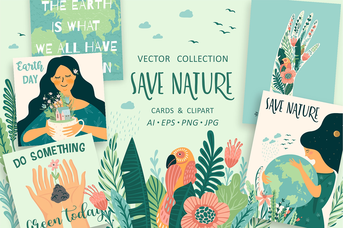 Save Nature. Vector collection, a Person Illustration by Nadia Grapes (Photo 1 of 9)