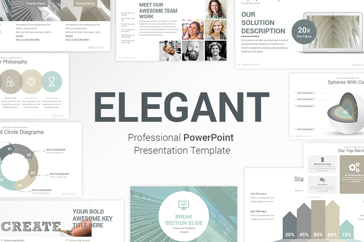 Elegant PowerPoint Template Pack, a Presentation Template by SlideSalad (Photo 1 of 25)