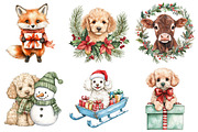 Christmas Poodle Watercolor Clipart, a Seasonal Illustration by CitraGraphics (Thumbnail 5 of 5)