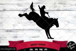 Bronc Riding Silhouette Vector