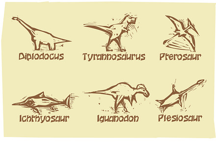 Woodcut Dinosaurs