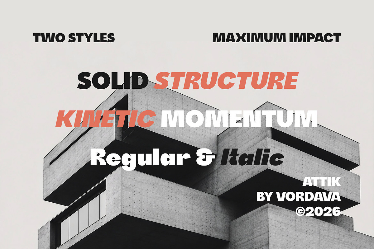 Attik - Brutalist Display Font, a Sans Serif Font by Satriyo Atmojo (Photo 3 of 10)