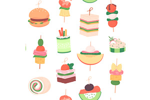 Finger food seamless pattern, a Food Illustration by LadadikArt