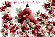 Watercolor Burgundy Florals Png, an Illustration by DreamCafeArt (Thumbnail 1 of 6)