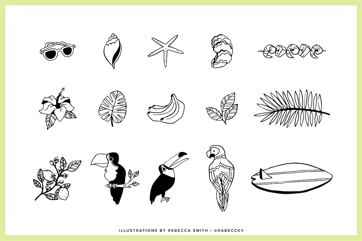 Hand Drawn Tiki Luau Illustrations, a Food Illustration by rabeccky (Photo 4 of 7)