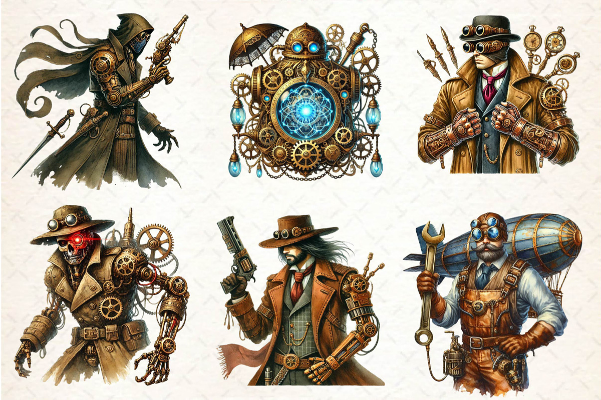 Steampunk  Character Clipart, an Illustration by CreationArt (Photo 3 of 5)
