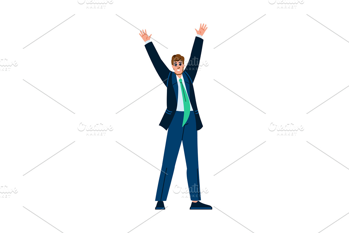 Businessman celebrating success with, a Person Illustration by pikepicture
