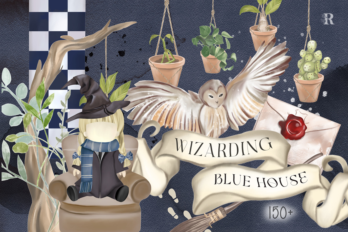 Wizarding Blue House in Christmas, an Illustration by Rachel Art Studio (Photo 1 of 10)