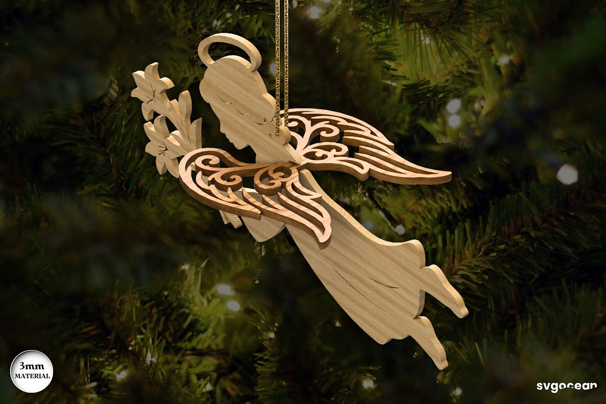 3D Christmas Angels Ornament Bundle, a Decorative Illustration by svgocean (Photo 4 of 20)