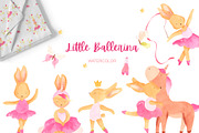 Little Ballerina Watercolor Clipart, an Animal Illustration by natalisart (Thumbnail 1 of 13)
