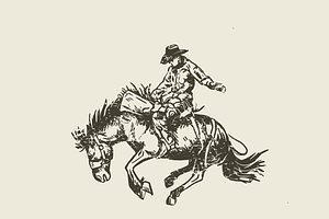 Western Rodeo Cowboy Illustration, an Animal Illustration by Ok Art & Design