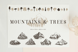 Mountain and Tree Illustrations