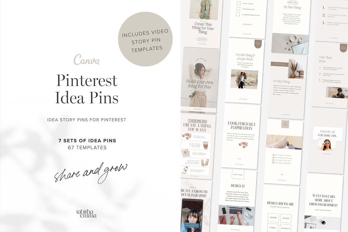 Pinterest Idea Pins Templates, a Social Media Template by Tabitha Emma (Photo 1 of 9)