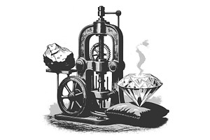 Machine turning coal into diamond, an Illustration by AlexArt