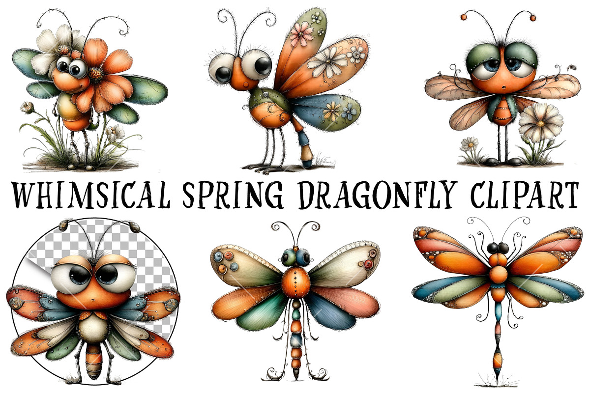 Whimsical Spring Dragonfly Clipart, an Illustration by OK Design (Photo 2 of 6)