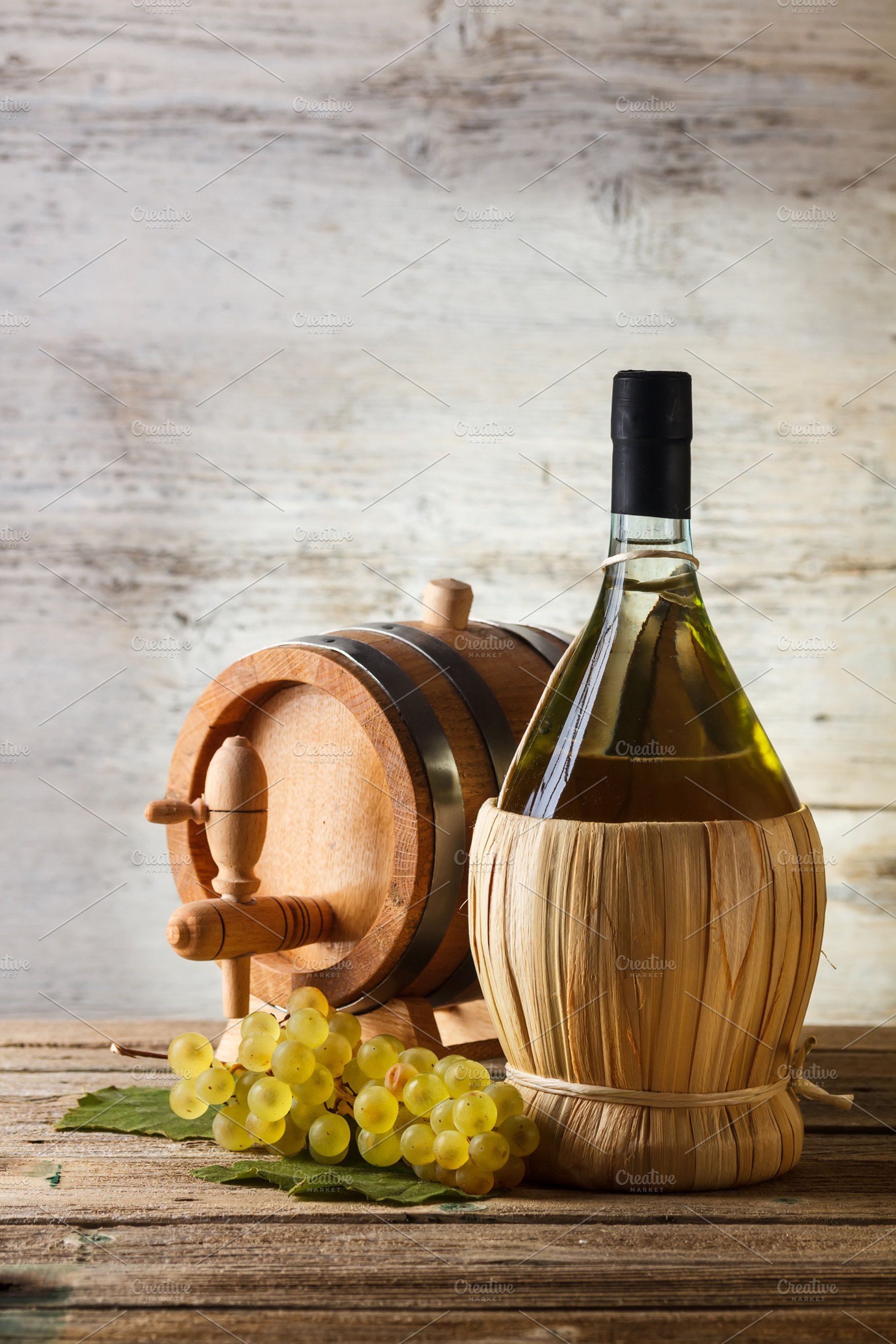 Bottles of wine stock photo containing wine and barrel
