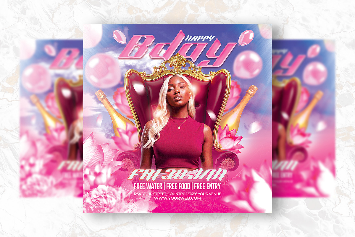 Birthday Party Flyer Design Template, a Flyer Template by Shajib Shikder (Photo 2 of 2)