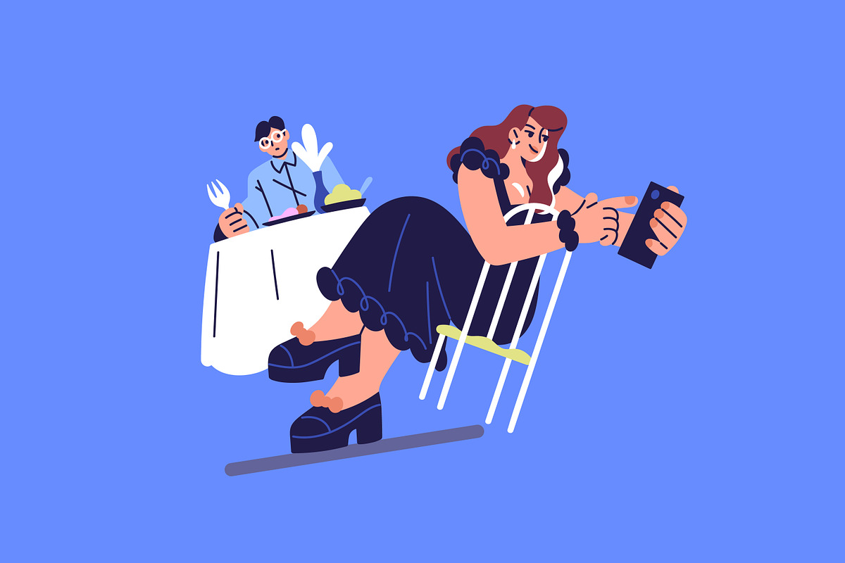 People with gadget addiction concept, a Person Illustration by PaperTrident (Photo 8 of 9)