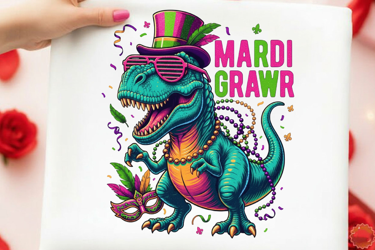 Mardi Grawr Dino T-Rex Mardi Gras Pn, an Illustration by designcity5 (Photo 6 of 9)